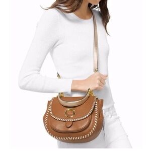 Michael Kors Isadore Brown Gold Leather Messenger Crossbody bag/Top Handle Bag